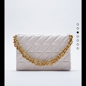 White Zara quilted chain strap shoulder bag